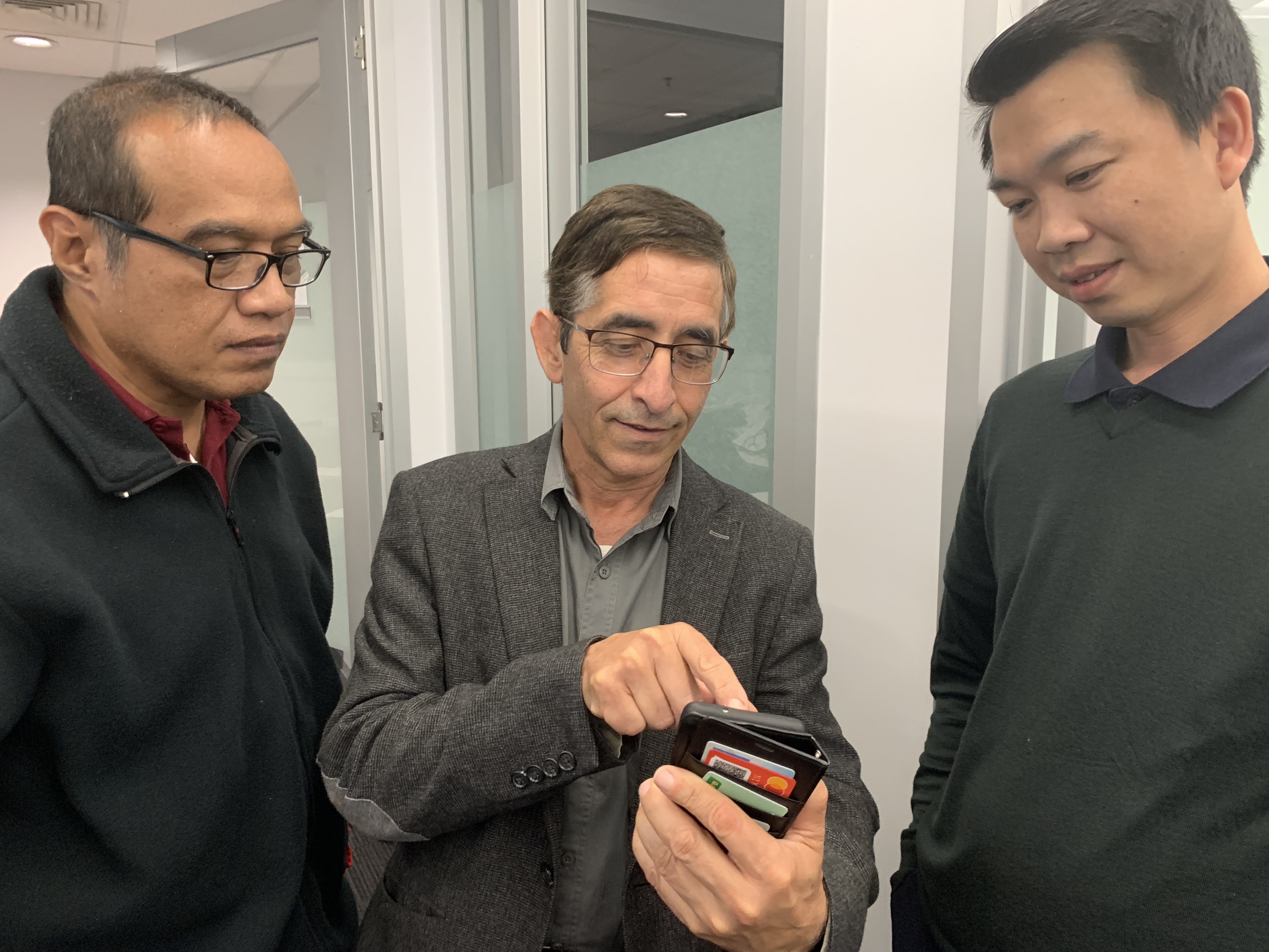 Associate Professor Nemuel Daniel Pah, Professor Dinesh Kumar and Dr Quoc Cuong Ngo use the voice screening App. Credit: RMIT University
