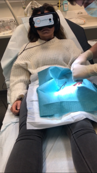 Virtual reality glasses used by adult patients