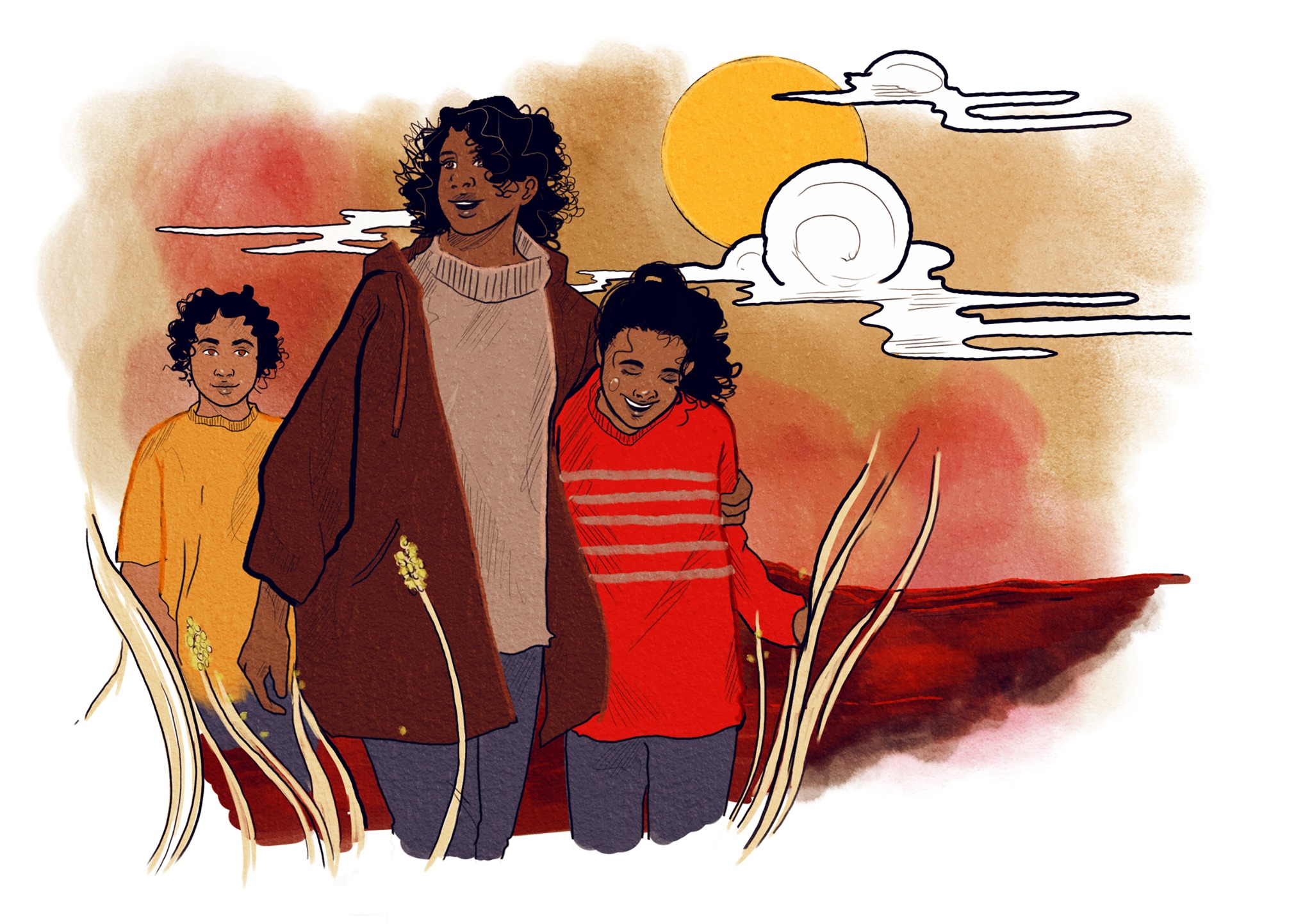 Intergenerational type 2 diabetes as illustrated by digital artist Charlotte Allingham, a young Wiradjuri woman living in inner Naarm (Melbourne).